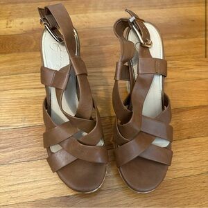 NWOT Jessica Simpson Brown Strappy Women's Wedges- Size 8